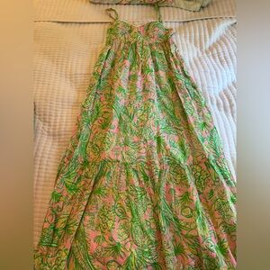Lilly Pulitzer pink and green cotton maxi GUC